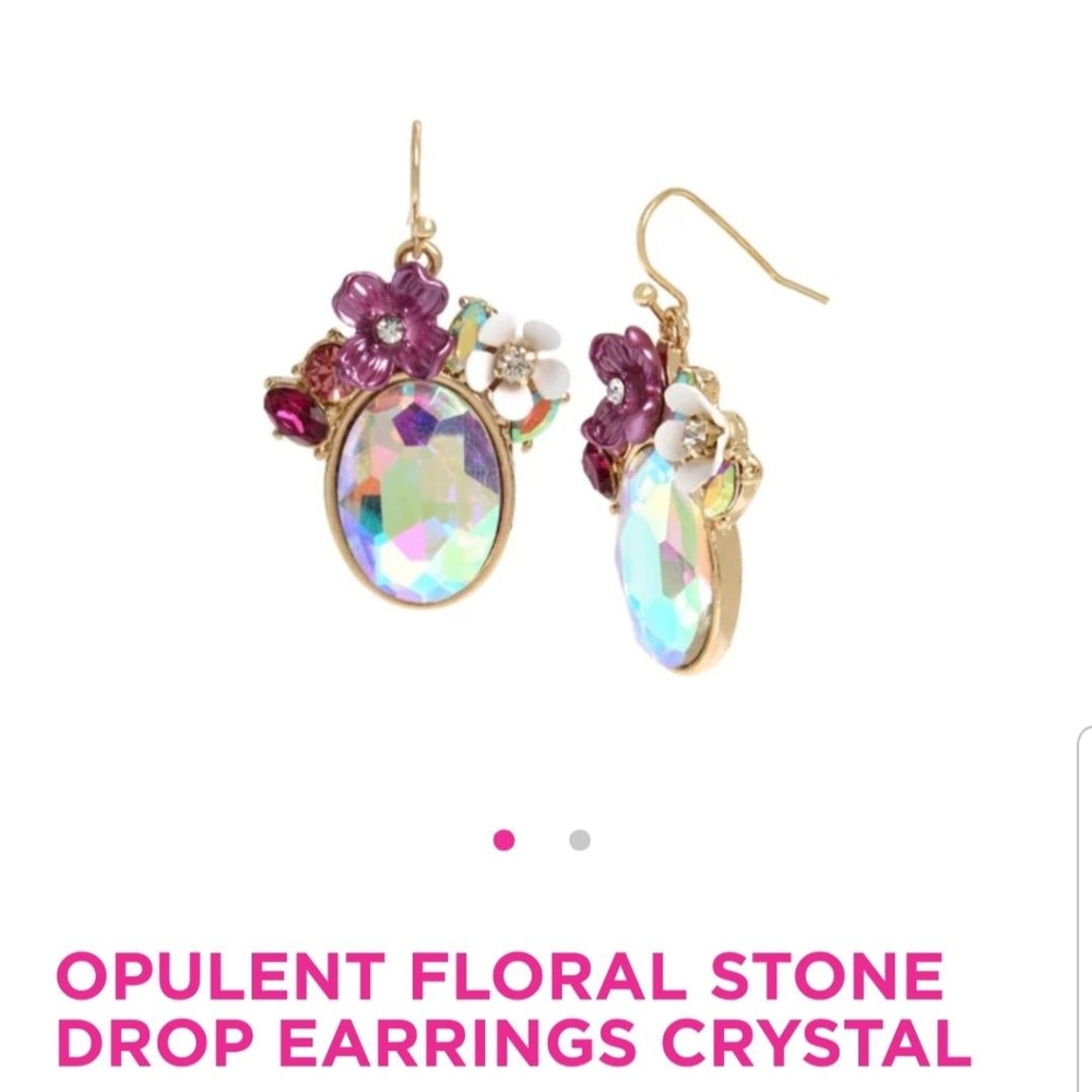 Opulent Floral Stone Drop Earrings Crystal
